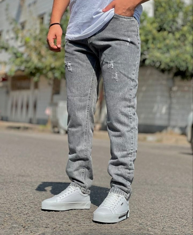 شلوار جین مام فیت طوسی مردانه کد ۷۴۸۶۷