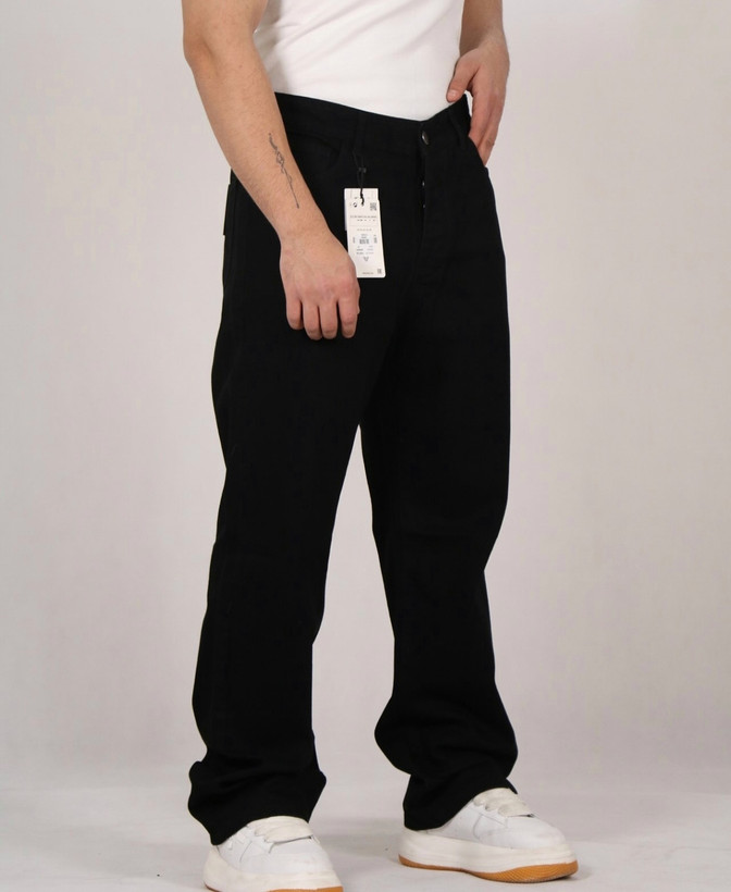 شلوار بگ مشکی مردانه پارچه جین کجراه اعلا