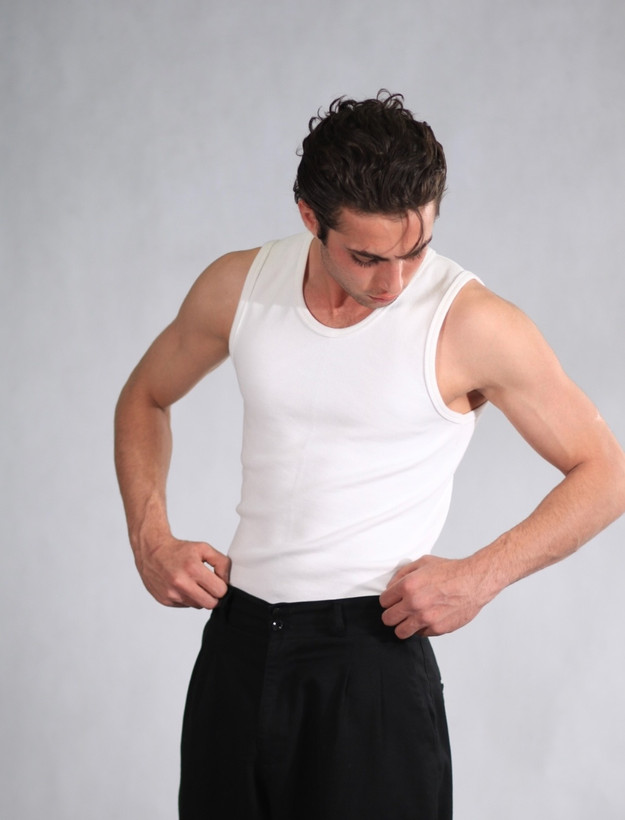 تنک تاپ سفید مردانه فول کش پارچه کبریتی ریز با کیفیت عالی کد 4