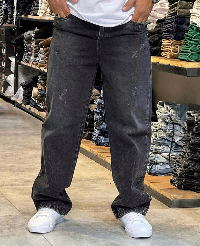 شلوار نیم بگ ذغالی مردانه کد ۲۵۷۸