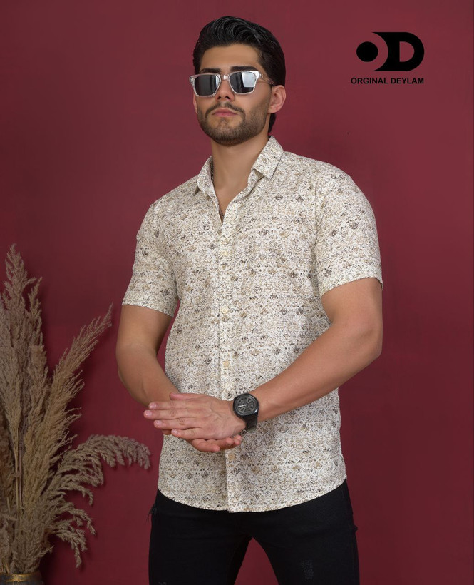 پیراهن کنفی کرم طرح سنتی