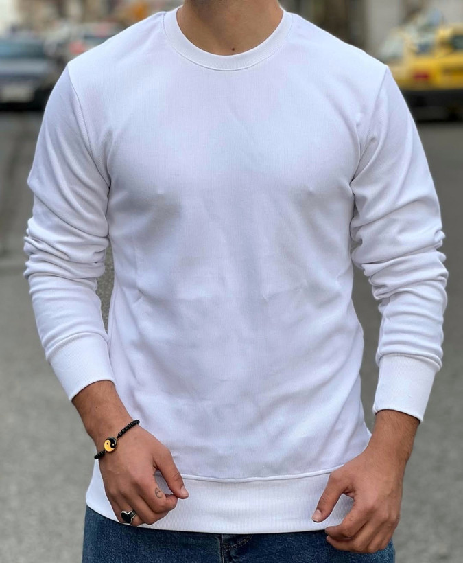 دورس ساده بیسیک سفید مردانه پارچه پنبه سه نخ اعلا کد od23