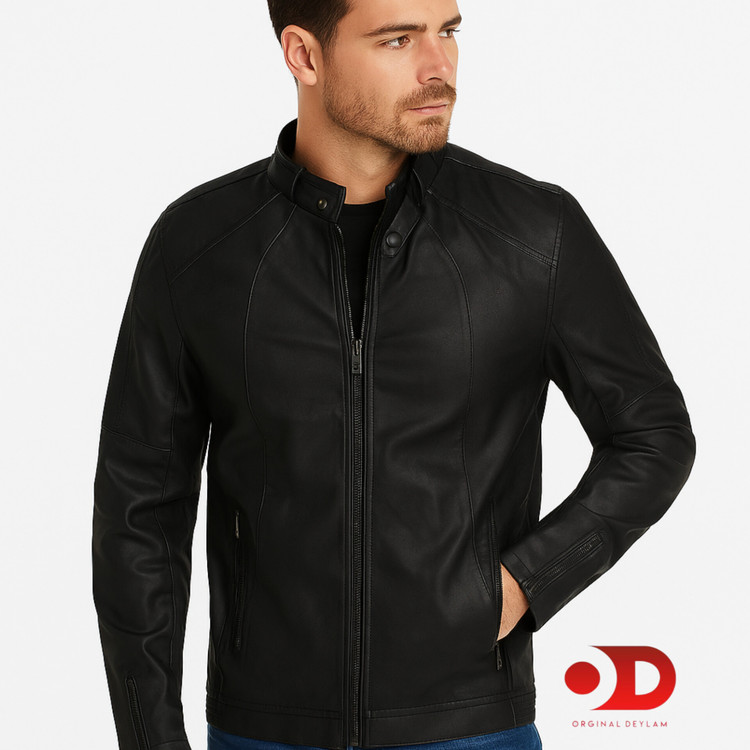 کت چرم وارداتی مشکی مردانه با کیفیت تضمینی و گارانتی صددرصد