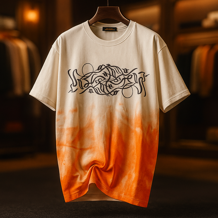 تیشرت سفید نارنجی طرح خار | پشت و رو چاپ | بسیار خاص