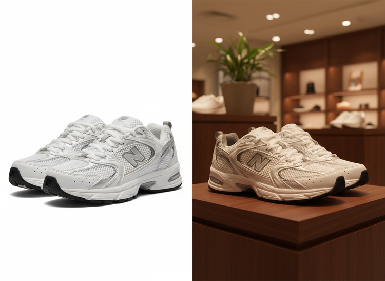 کتونی نیوبالانس 530 سفید بژ اصل | ویتنام درجه یک با گارانتی