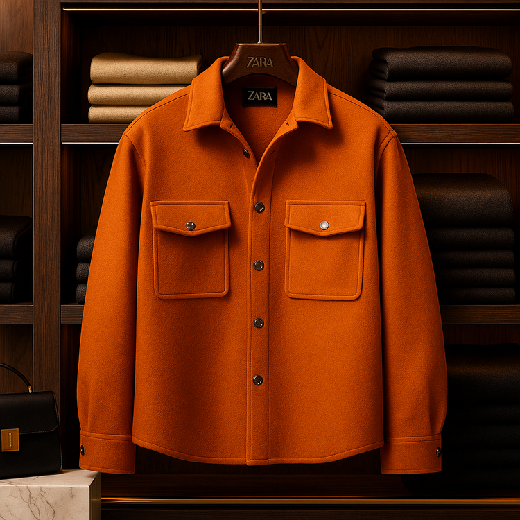 کت فوتر آجری نارنجی مردانه پارچه گرم بالا