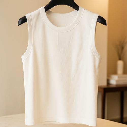 تنک تاپ سفید مردانه | پارچه نخی فول کش کبریتی ریز