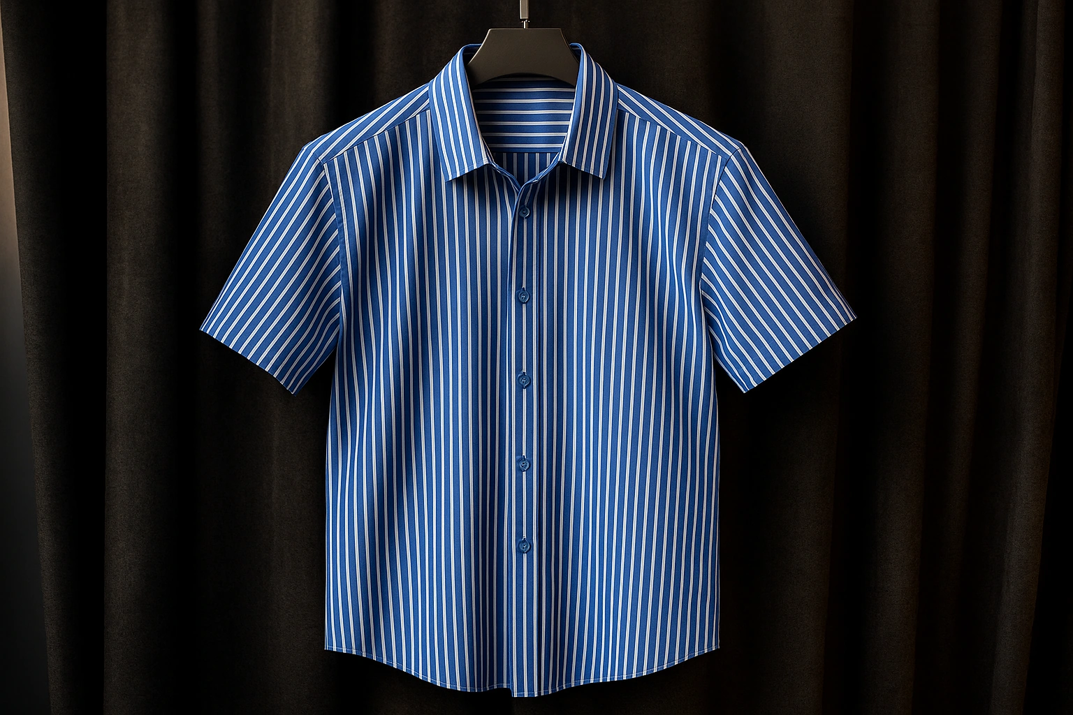 پیراهن آستین کوتاه راه راه آبی مردانه پارچه نخ صددرصد | اورجینال دیلم کد 1