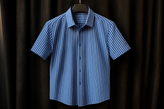 پیراهن آستین کوتاه راه راه آبی مردانه پارچه نخ صددرصد | اورجینال دیلم کد 1