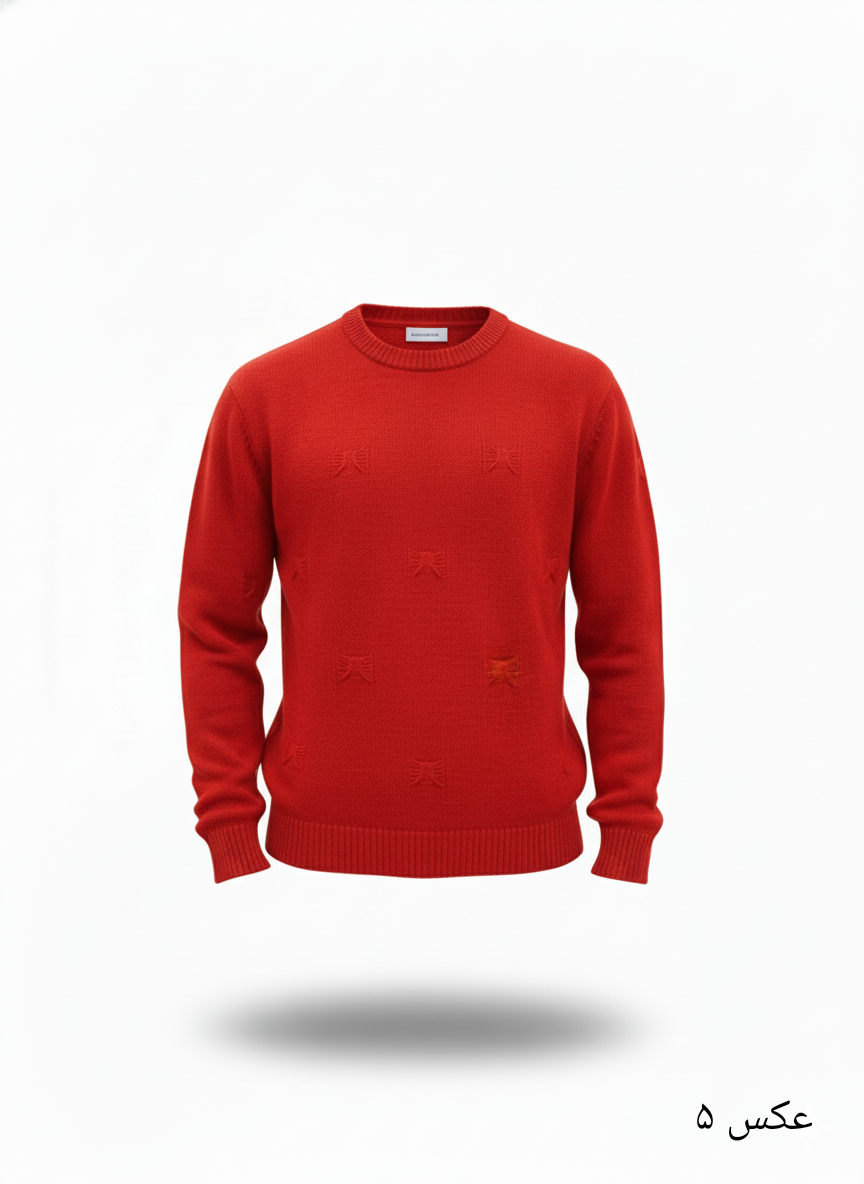 پلیور بافت قرمز یقه گرد فری سایز اولد مانی ضخیم | شیک و ترند اولد مانی ۲۰۲۵