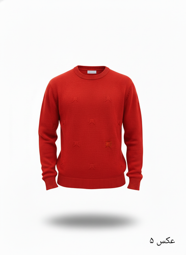 پلیور بافت قرمز یقه گرد فری سایز اولد مانی ضخیم | شیک و ترند اولد مانی ۲۰۲۵