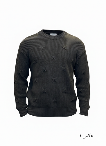 پلیور بافت مشکی یقه گرد فری سایز اولد مانی ضخیم | شیک و ترند اولد مانی ۲۰۲۵