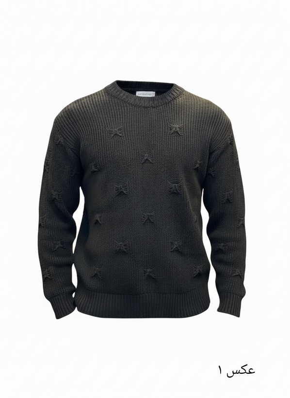 پلیور بافت مشکی یقه گرد فری سایز اولد مانی ضخیم | شیک و ترند اولد مانی ۲۰۲۵