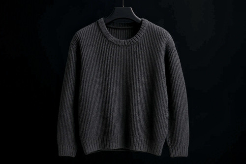 پلیور بافت ذغالی یقه گرد فری سایز اولد مانی ضخیم | شیک و ترند اولد مانی ۲۰۲۵