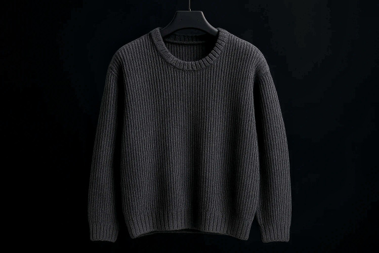 پلیور بافت ذغالی یقه گرد فری سایز اولد مانی ضخیم | شیک و ترند اولد مانی ۲۰۲۵