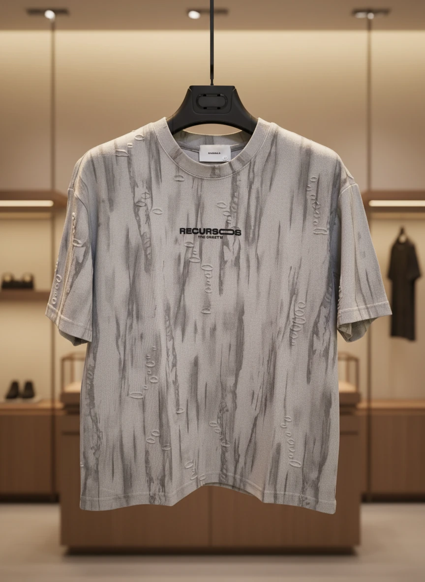 تی‌شرت طوسی دیسترس RECURS— THE GHOST»