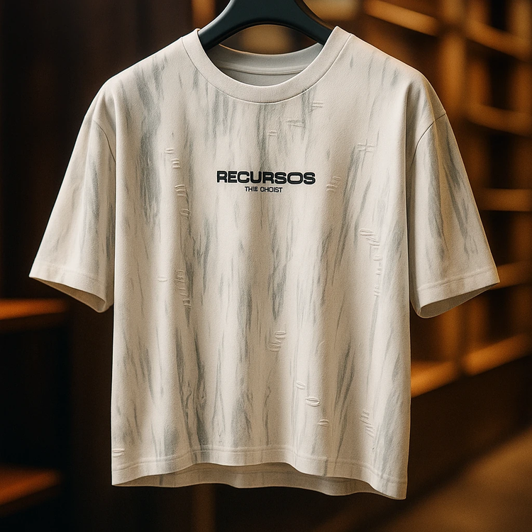 تیشرت سفید دیسترس RECURS— THE GHOST» 2XL