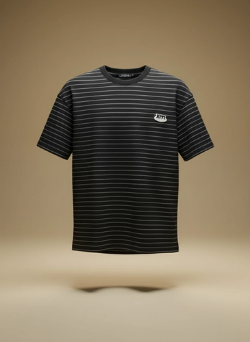 تیشرت رینگری میله ای مشکی قوق العاده شیک و با کیفیت * سایز L