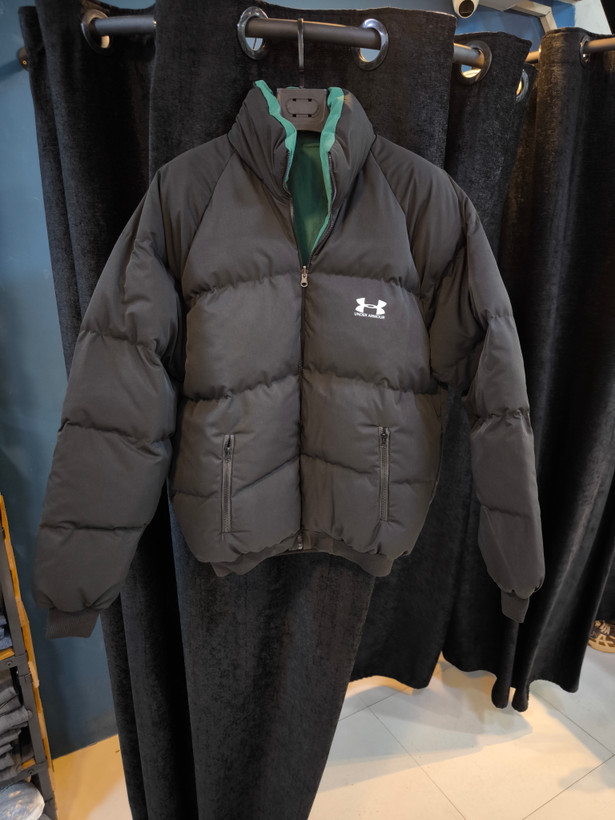 کاپشن برزنتی باکسی مردانه مشکی سبز دو رو