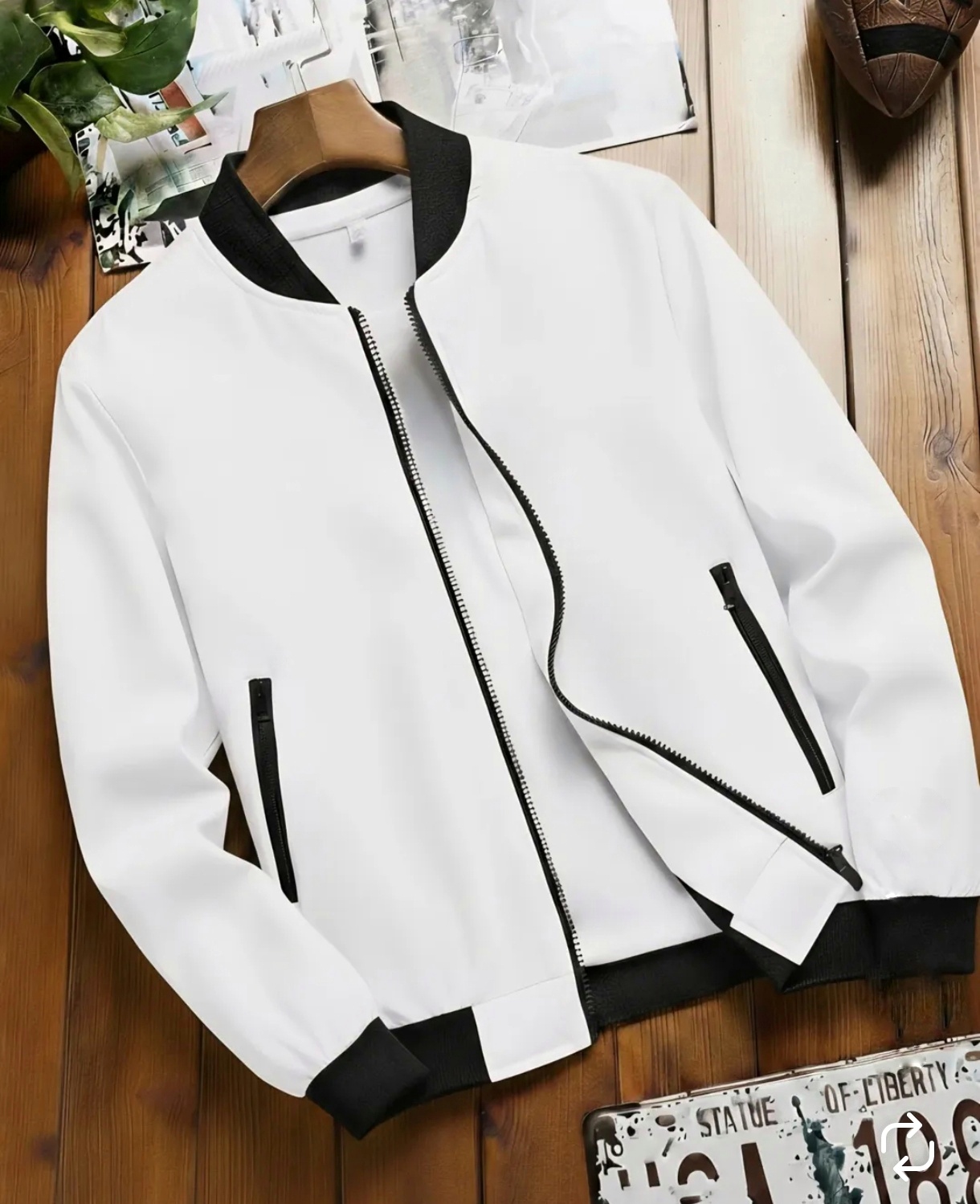 بامبر جکت چرم سفید مردانه درجه یک | فوق‌العاده خفن و شیک