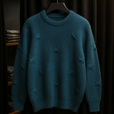 پلیور بافت سبز کله غازی یقه گرد فری سایز ضخیم | شیک و ترند اولد مانی ۲۰۲۵