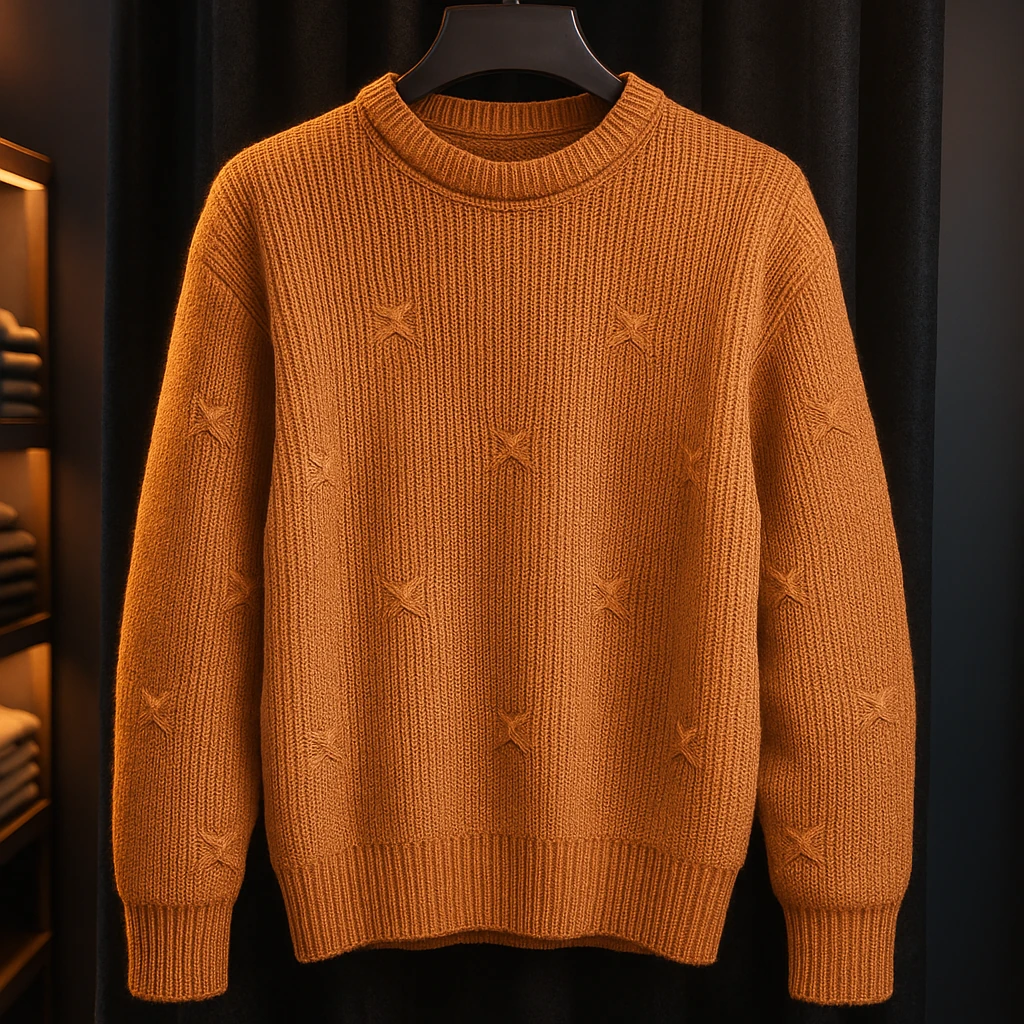 پلیور بافت شتری یقه گرد فری سایز ضخیم | شیک و ترند اولد مانی ۲۰۲۵