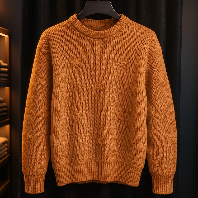 پلیور بافت شتری یقه گرد فری سایز ضخیم | شیک و ترند اولد مانی ۲۰۲۵