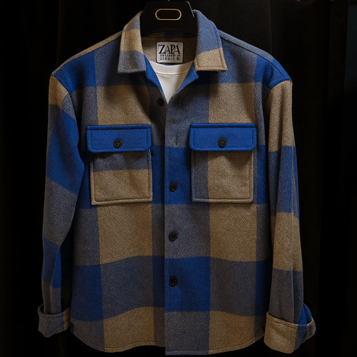 کت فوتر چهارخانه آبی سنگین وزن استایل لش باکشی