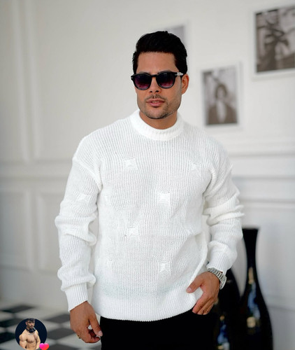 بافت زاپدار سفید یقه گرد فری سایز