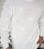 بافت زاپدار سفید یقه گرد فری سایز