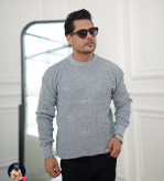 بافت زاپدار طوسی روشن یقه گرد فری سایز