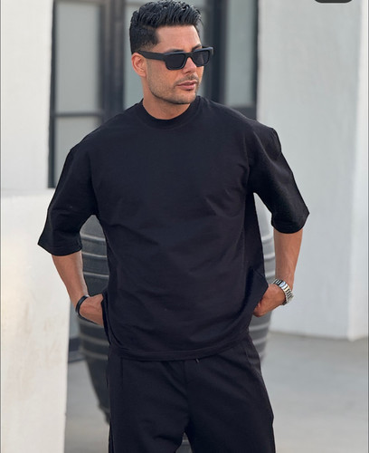 تیشرت لش بیسیک مشکی مردانه | پارچه ماکان پنبه گرم بالا