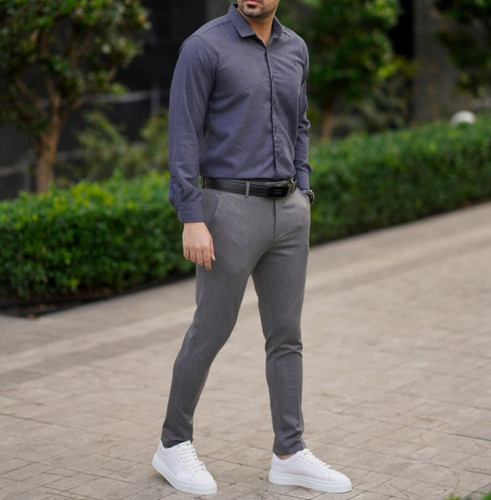 پیراهن ساتن کش مردانه رنگ نوک مدادی اعلا