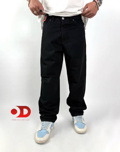 شلوار جین بگ مشکی مردانه پارچه کجراه اعلا پنبه کد۶۶۵