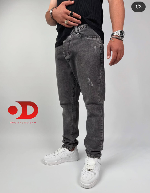 شلوار مام فیت ذغالی دودی مردانه کیفیت عالی از برند اورجینال دیلم