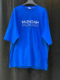 تیشرت باکسی مردانه آبی چاپ لوگوتایپ بالنسیاگا-تک سایزXL