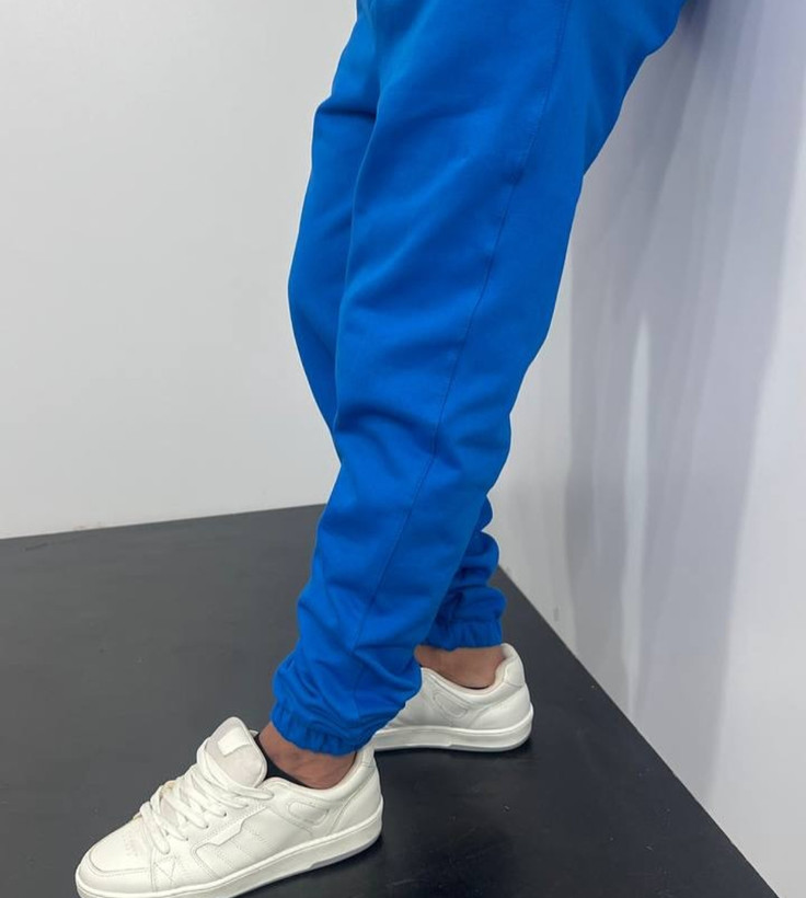 شلوار جاگر آبی شالی مردانه پارچه دورس پنبه گرماژ بالا