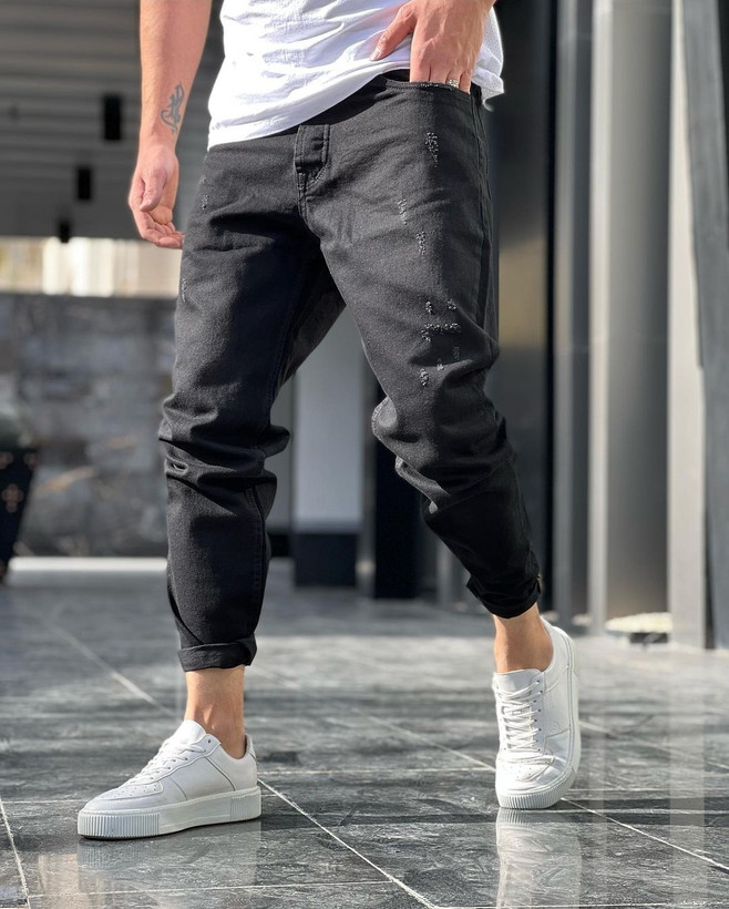 شلوار مافیت مشکی مردانه پارچه کجراه پنبه کد ۶۵