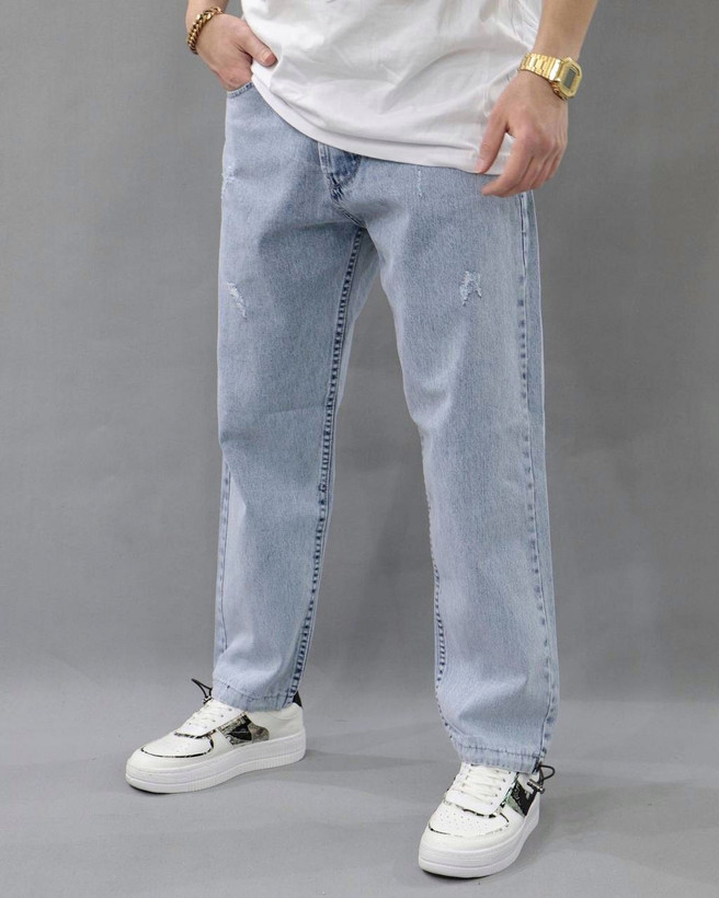 شلوار مافیت آبی یخی برفی مردانه پارچه کجراه پنبه کد ۶۸