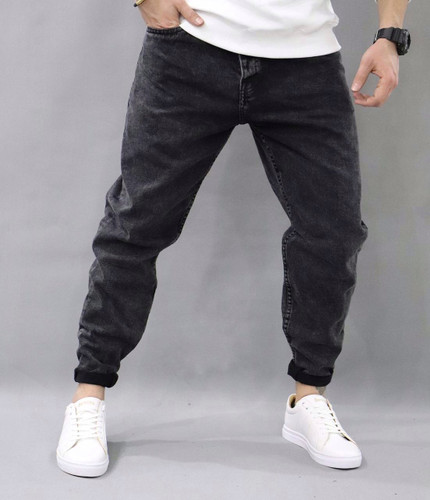 شلوار مافیت ذغالی بدون زاپ مردانه پارچه کجراه پنبه