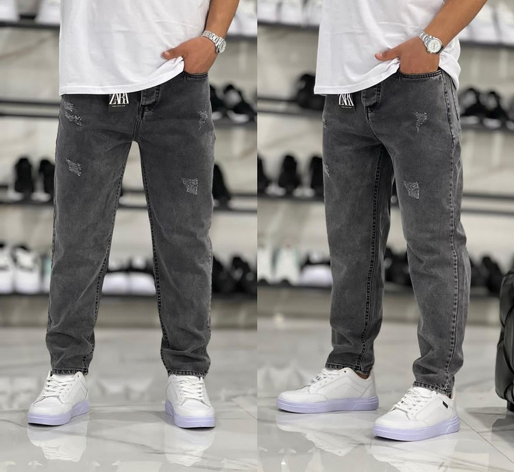 شلوار مافیت دودی زاپ مینیمال مردانه پارچه کجراه پنبه گرماژ بالا کد ۶۴