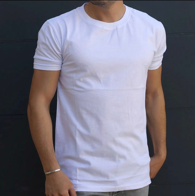 تیشرت سفید ساده بیسیک اسلیم فیت پارچه نخ پنبه اعلا