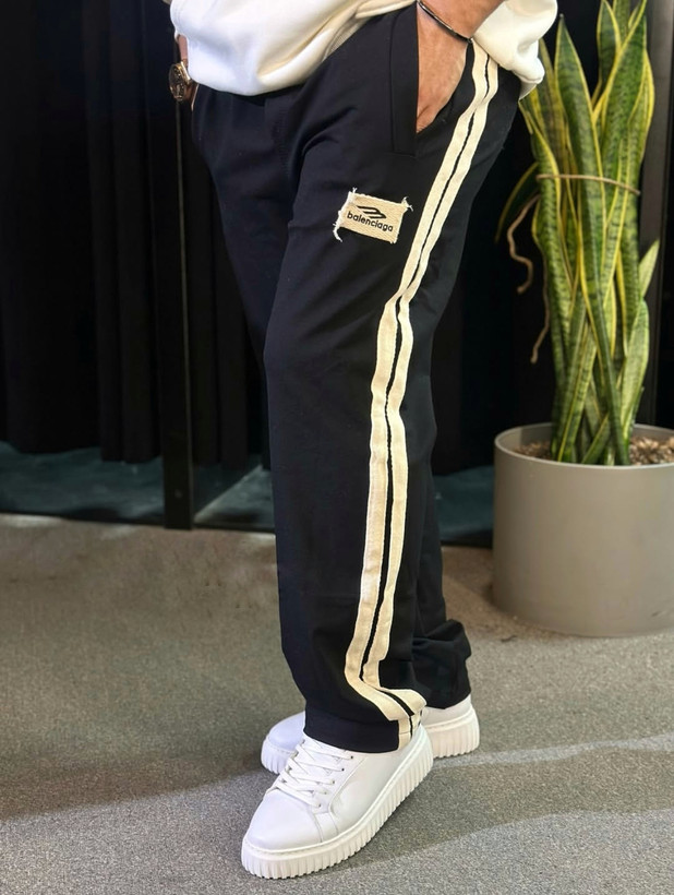 شلوار جاگر مشکی بلنسیاگا نیم بگ پارچه نخ پنبه گلکسی گرماژ بالا