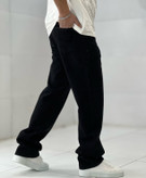 شلوار بگ مشکی مردانه پارچه جین کجراه سنگشور گرماژ بالا