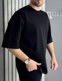 تیشرت لش بیسیک مشکی مردانه | پارچه نخ پنبه ماکان گرم بالا