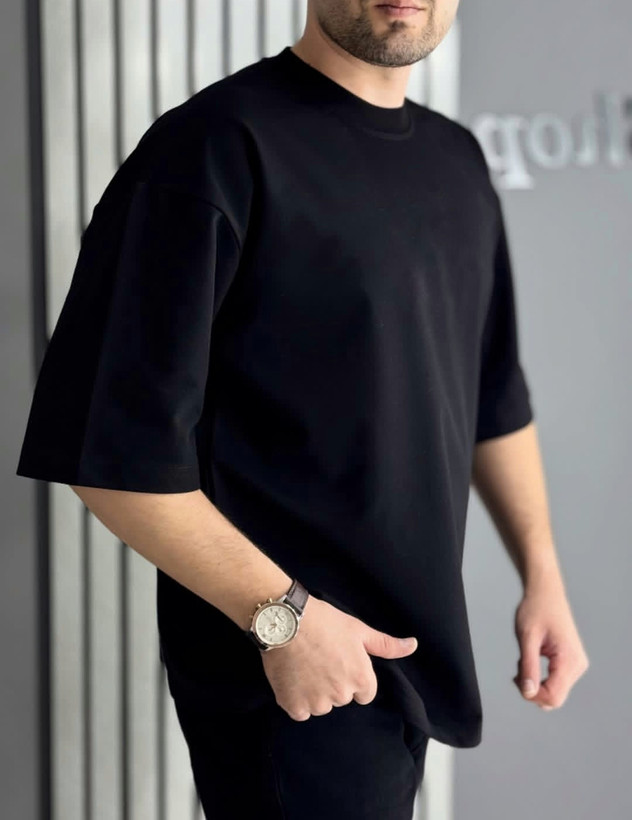 تیشرت لش بیسیک مشکی مردانه | پارچه نخ پنبه ماکان گرم بالا