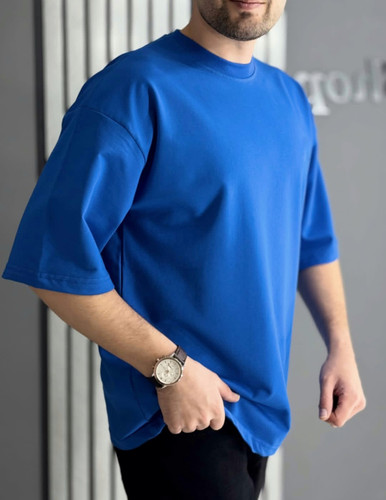 تیشرت لش بیسیک آبی مردانه | پارچه نخ پنبه ماکان گرم بالا