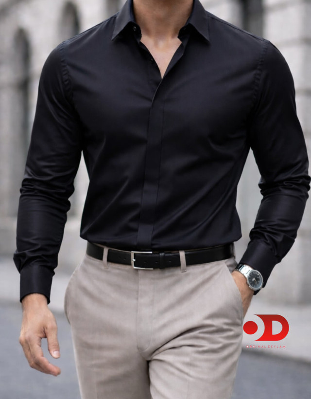 پیراهن مشکی پارچه ساتن یقه خرگوشی اعلا پارچه هندی