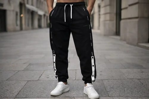 شلوار جاگر مشکی پارچه گلکسی مردانه کد ۳۸۶