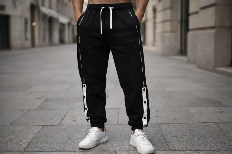 شلوار جاگر مشکی پارچه گلکسی مردانه کد ۳۸۶